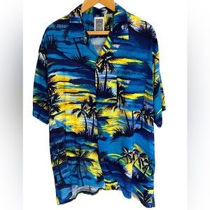 90s Ocean Current Vintage Hawaiian Tropical Single Stitch Button Up Shirt